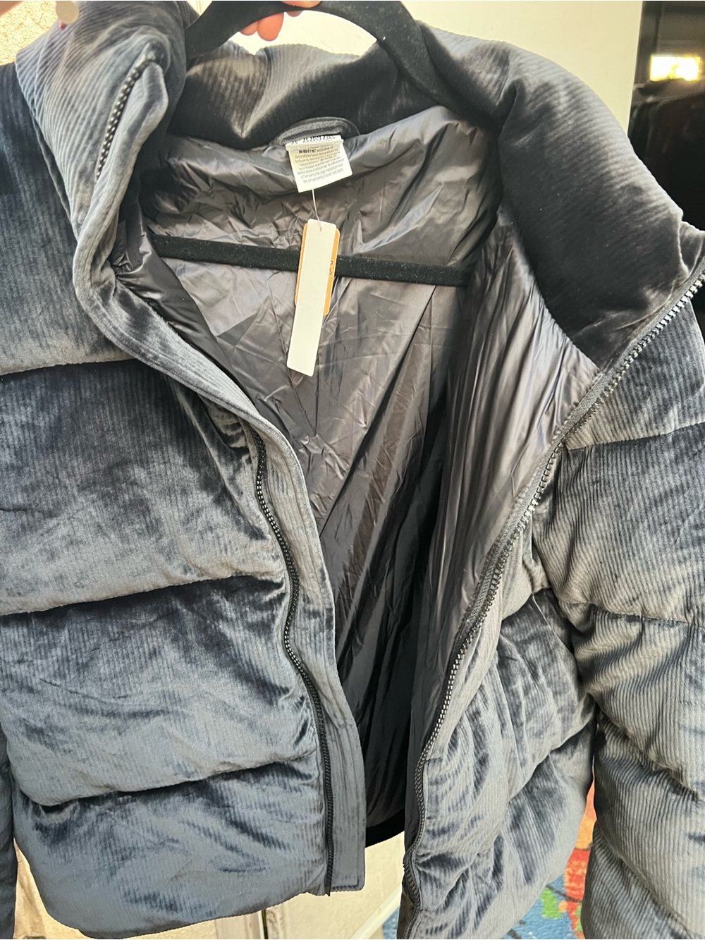 Victoria's Secret Velvet-Look Puffer Jacket - Charcoal